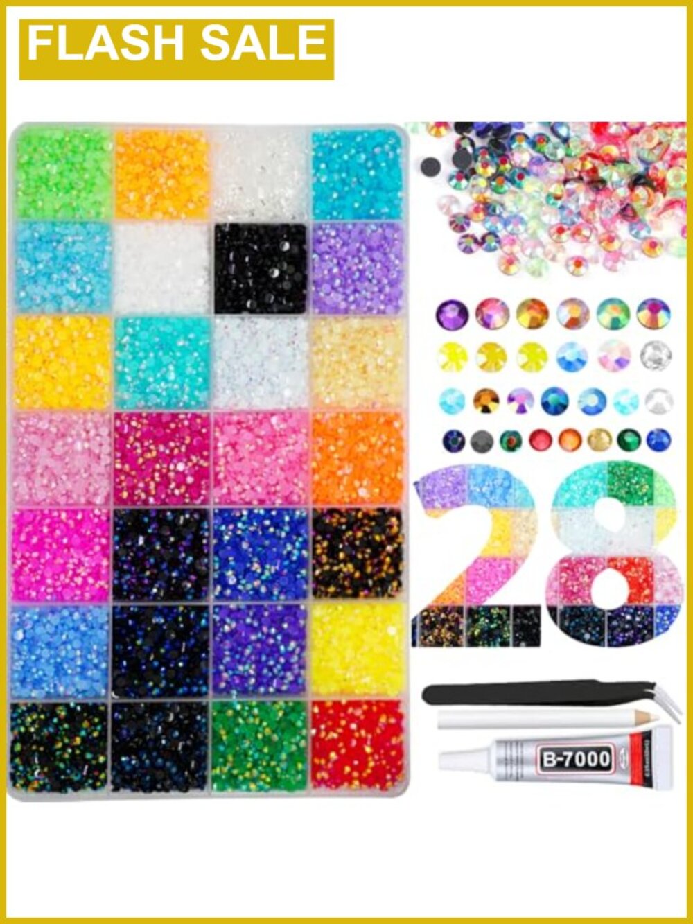 3mm 22000pcs Resin Rhinestones Bedazzling Kit with B7000 Glue Craft DIY